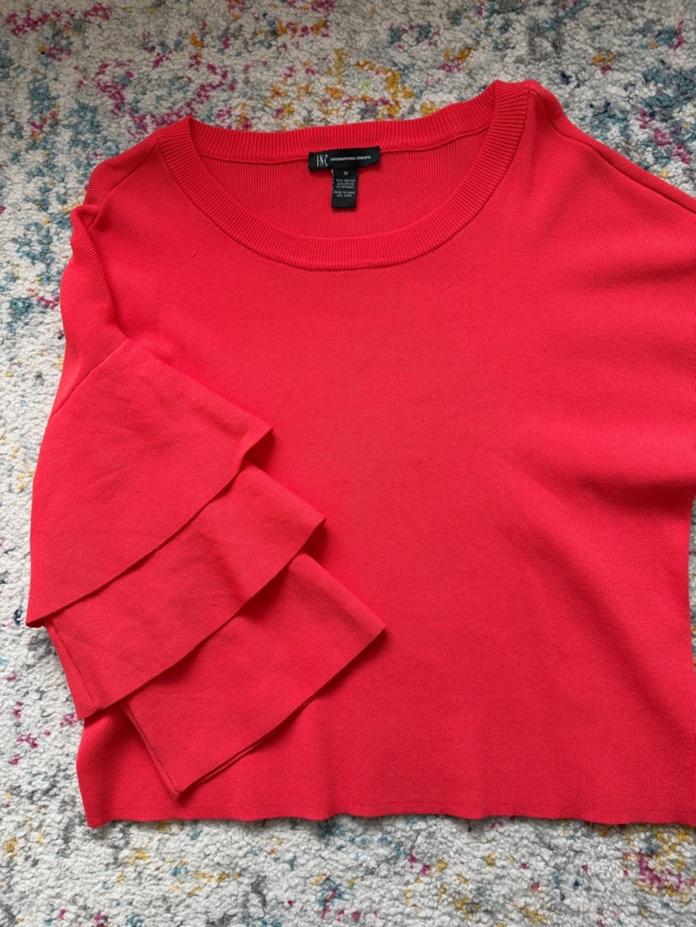 INC International Concepts Red Ruffle-Sleeve Sweatshirt
